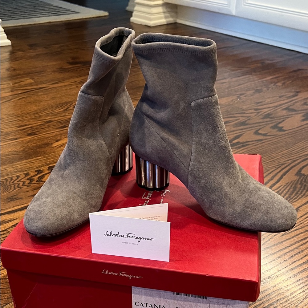 Salvatore Ferragamo Taupe Heeled Boots